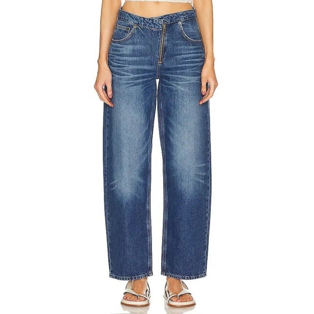 FRAME Womens Angled Zipper Long‎ Barrel Jeans In Pearl District Size 31